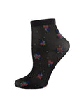 Women's Posy Patch Sheer Floral Knit Anklet Sock
