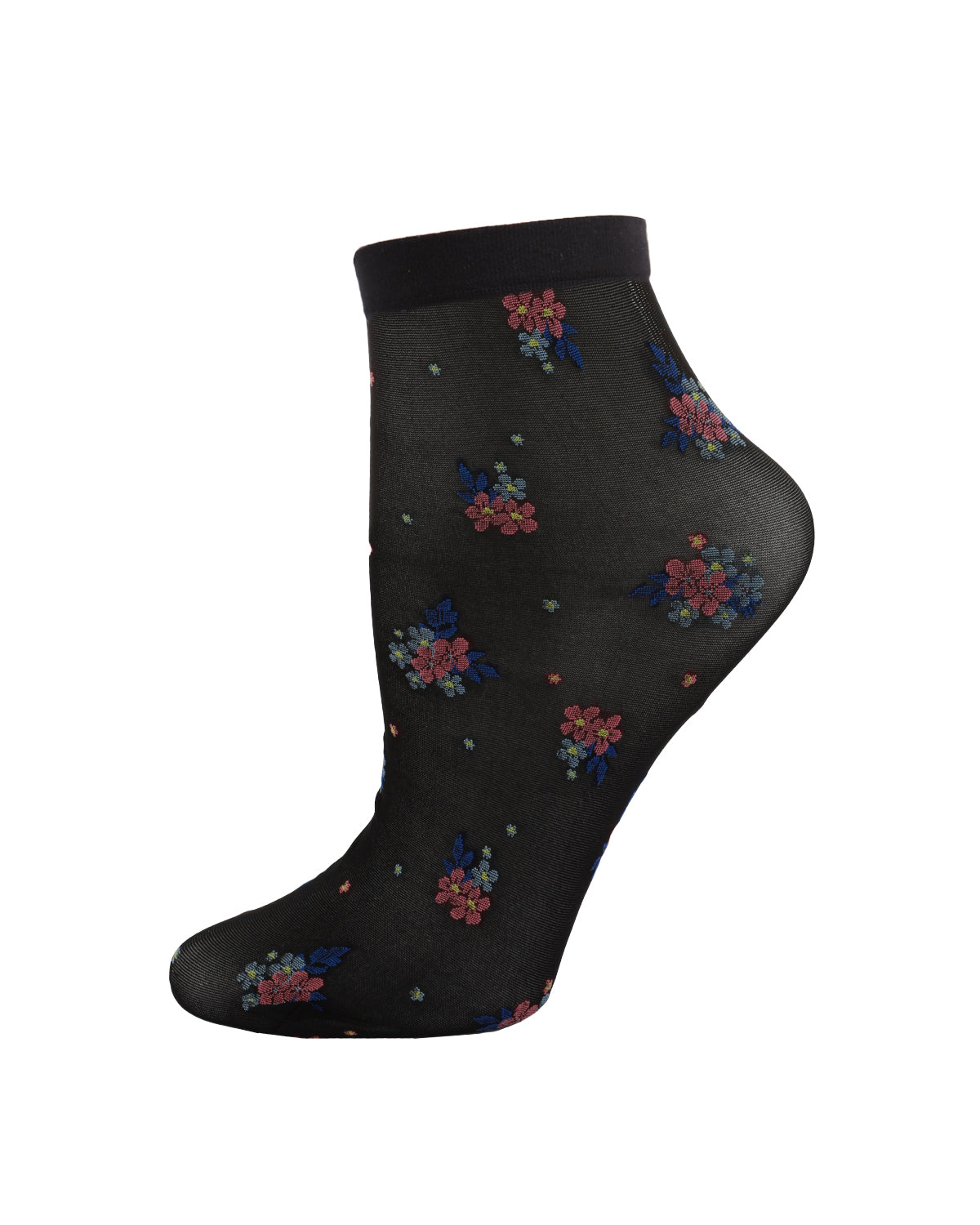 Women's Posy Patch Sheer Floral Knit Anklet Sock