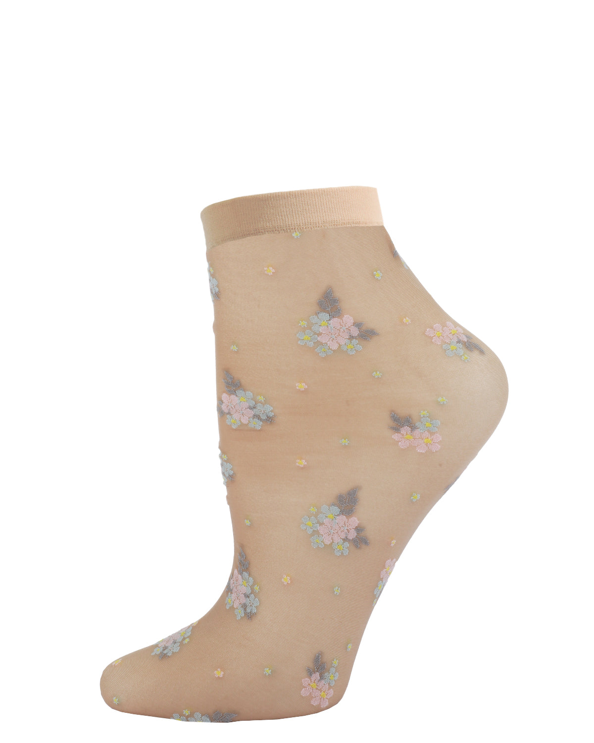 Women's Posy Patch Sheer Floral Knit Anklet Sock