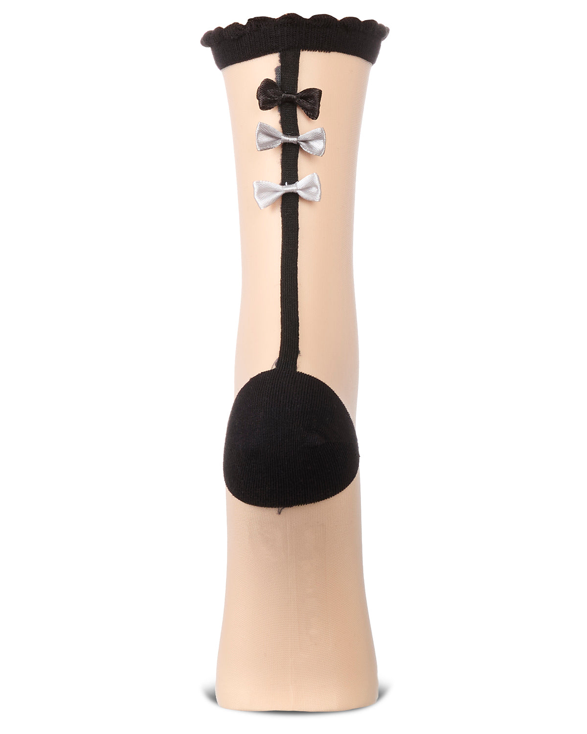 Women's Triple Bow Back Sheer Crew Socks