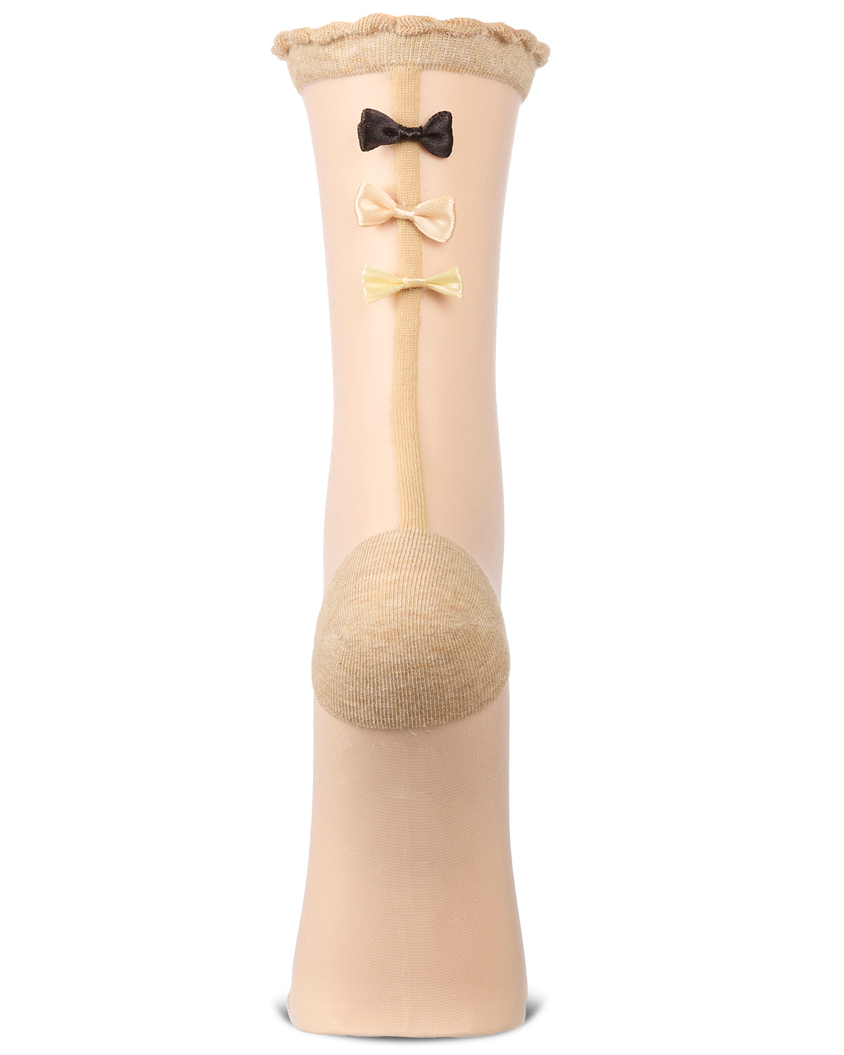 Women's Triple Bow Back Sheer Crew Socks