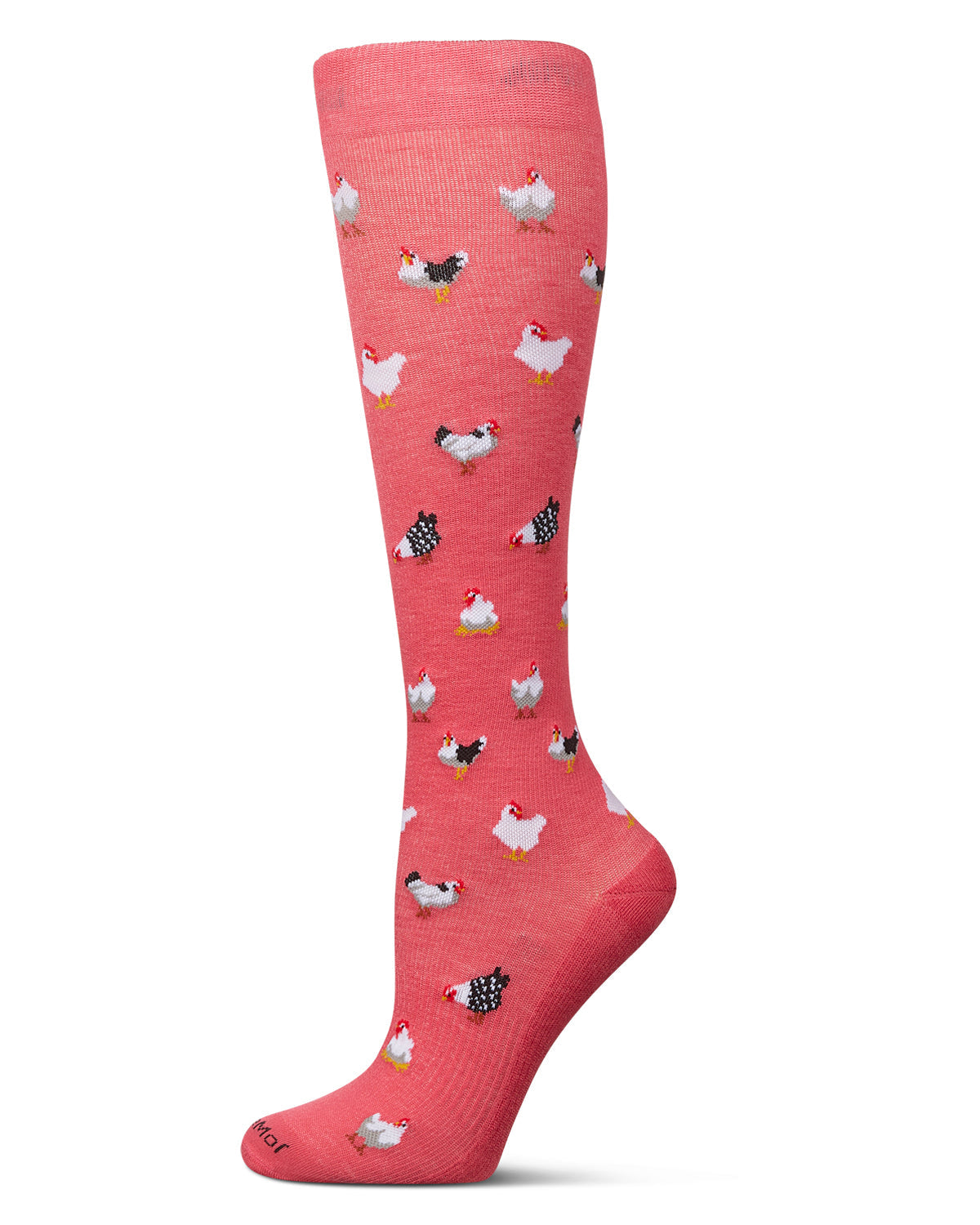 Women's Rooster-Themed Rayon-Blend Graduated Compression Knee Sock