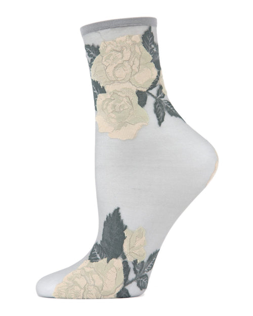 Beauty Rose Garden Sheer See-Through Ankle Socks