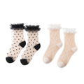 Polka Dot Lace Cuff Sheer Crew
